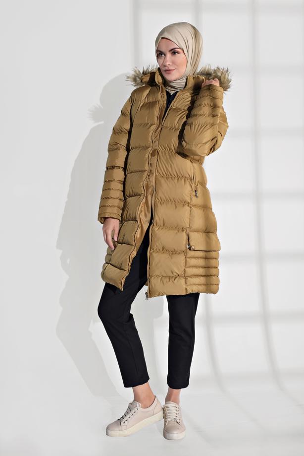 Vêtements hijab  FAUX-FUR-TRIM HOODED PUFFER COAT 1007 - TRENDTESETTÜR