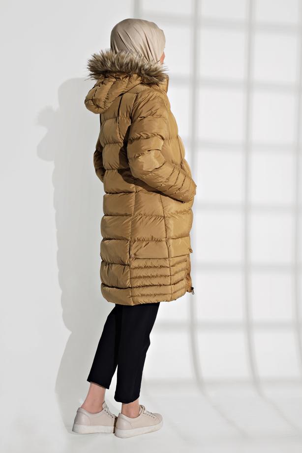 Vêtements hijab  FAUX-FUR-TRIM HOODED PUFFER COAT 1007 - TRENDTESETTÜR