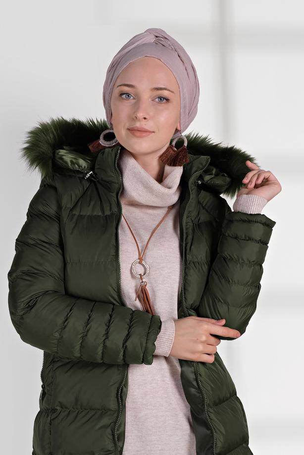 Vêtements hijab  FAUX-FUR-TRIM HOODED PUFFER COAT 1007 - TRENDTESETTÜR