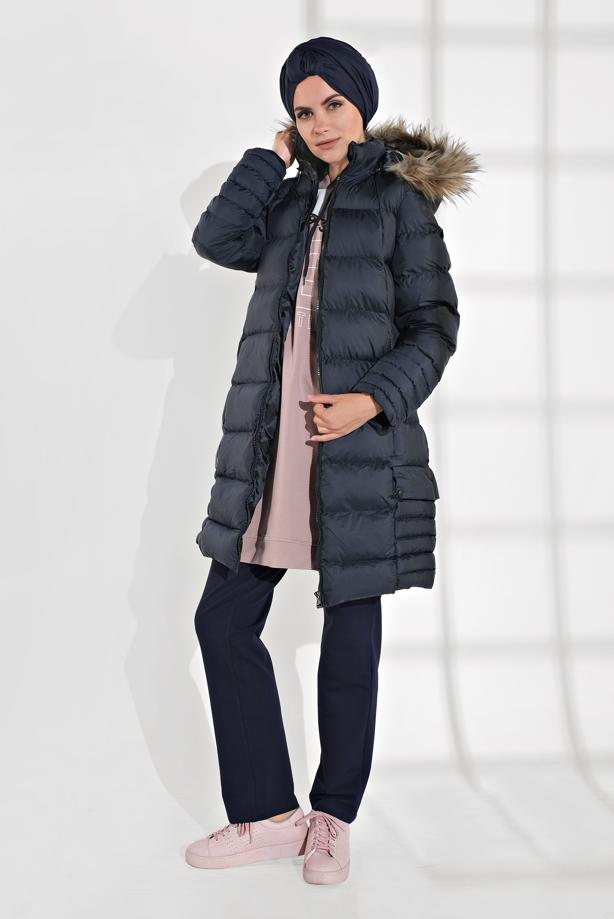 Vêtements hijab  FAUX-FUR-TRIM HOODED PUFFER COAT 1007 - TRENDTESETTÜR