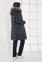 Hijab clothing NAVY BLUE FAUX-FUR-TRIM HOODED PUFFER COAT 1007