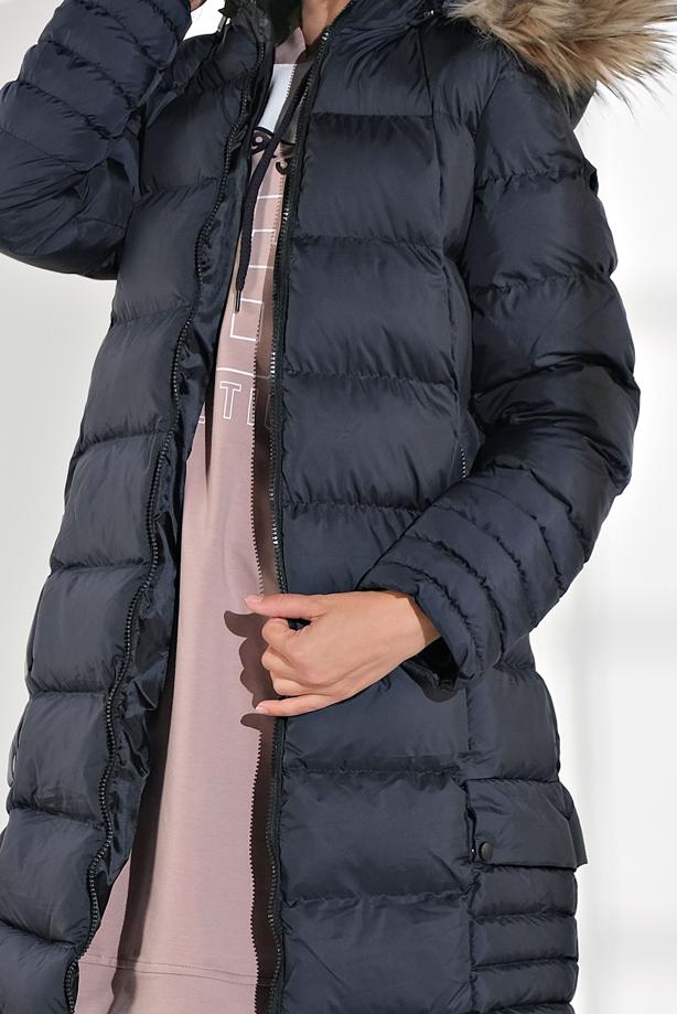 Vêtements hijab  FAUX-FUR-TRIM HOODED PUFFER COAT 1007 - TRENDTESETTÜR