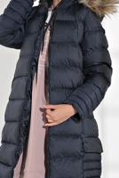 Hijab clothing NAVY BLUE FAUX-FUR-TRIM HOODED PUFFER COAT 1007