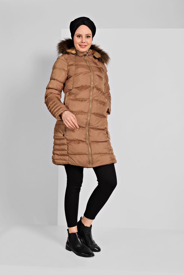 Vêtements hijab  FAUX-FUR-TRIM HOODED PUFFER COAT 1007 - TRENDTESETTÜR