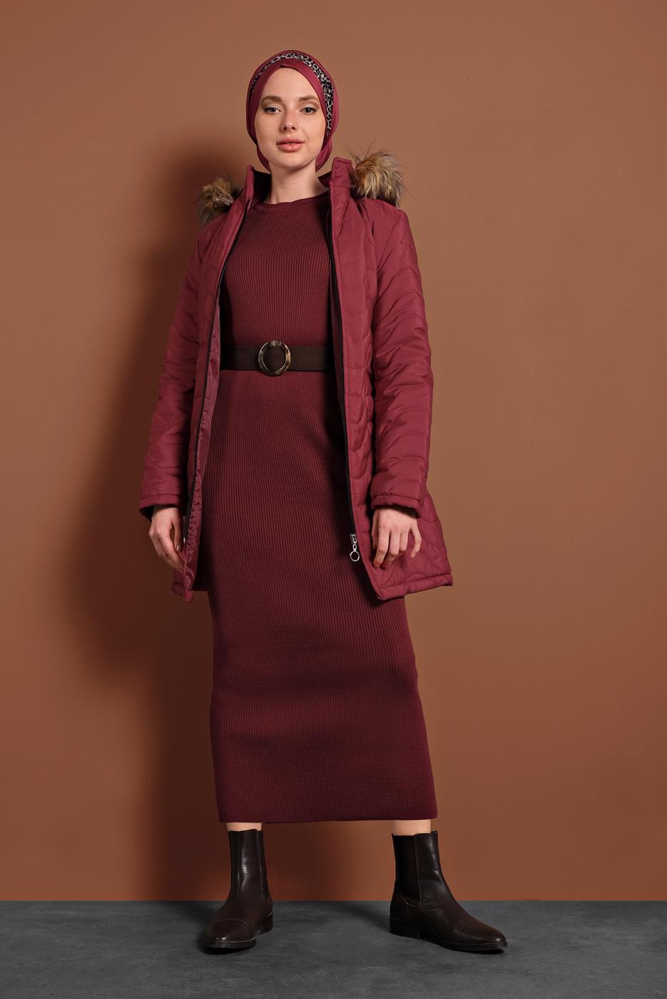 Vêtements hijab ROUGE DOUDOUNE À CAPUCHE 1008