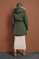 Tesettür giyim HAKİ KAPÜŞONLU ŞİŞME MONT 1008