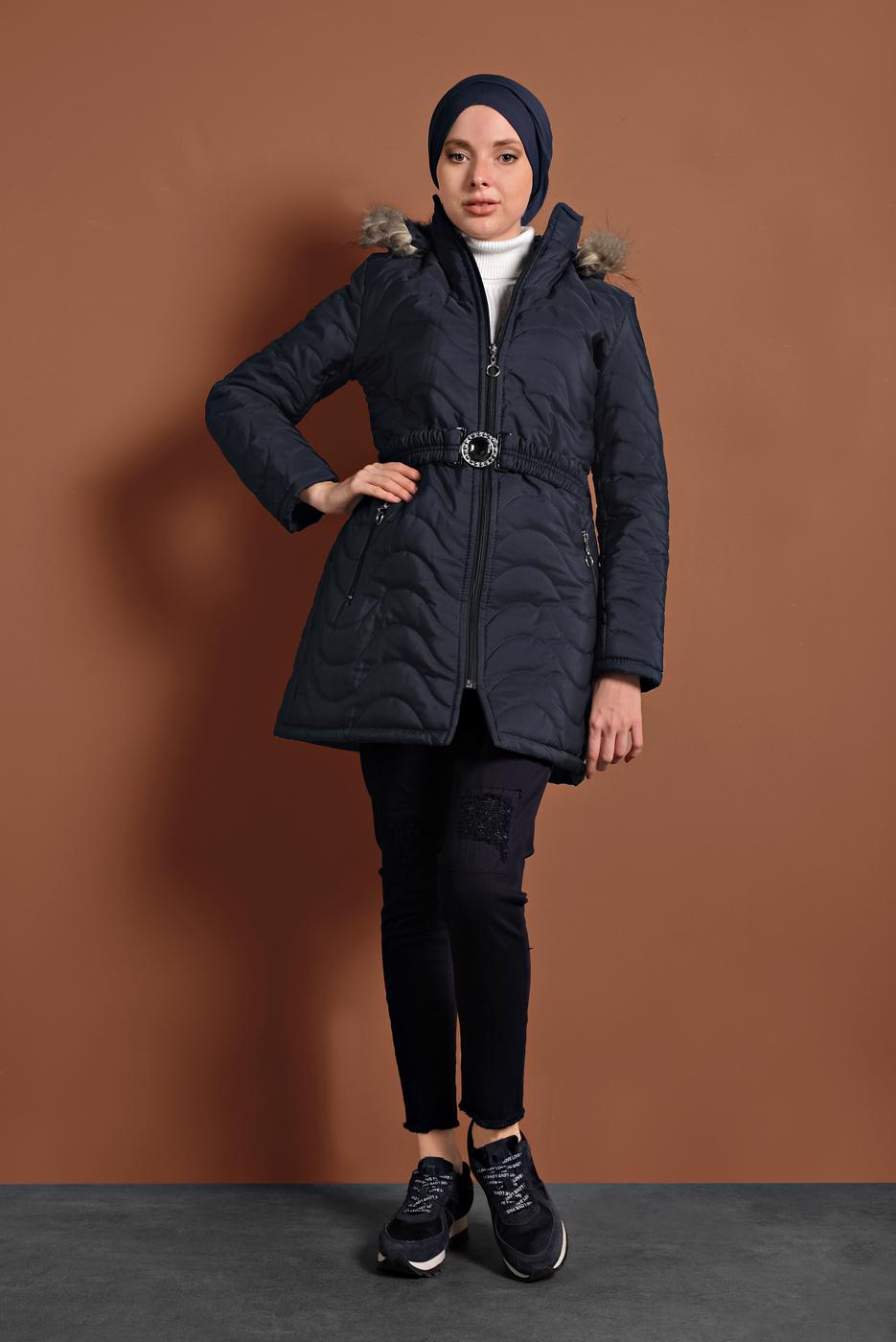 Vêtements hijab BLEU MARINE DOUDOUNE À CAPUCHE 1008