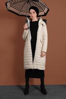 Vêtements hijab CRÈME CABAN EN BOUFFANT AVEC FERMETURE ÉCLAIR ET CAPCUHE 1106