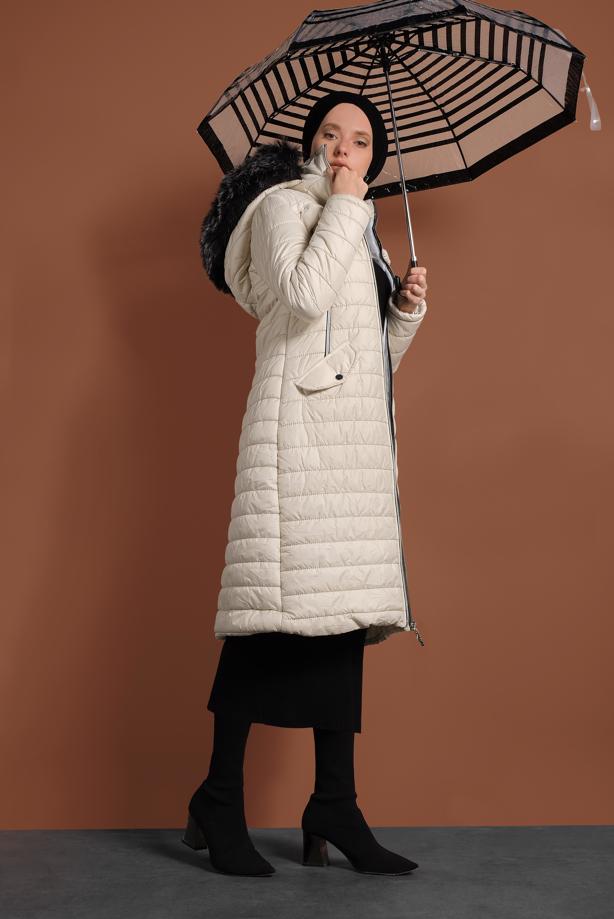 Vêtements hijab  ZIPPED HOODED PUFFER COAT 1106 - TRENDTESETTÜR