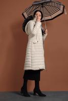 Vêtements hijab CRÈME CABAN EN BOUFFANT AVEC FERMETURE ÉCLAIR ET CAPCUHE 1106