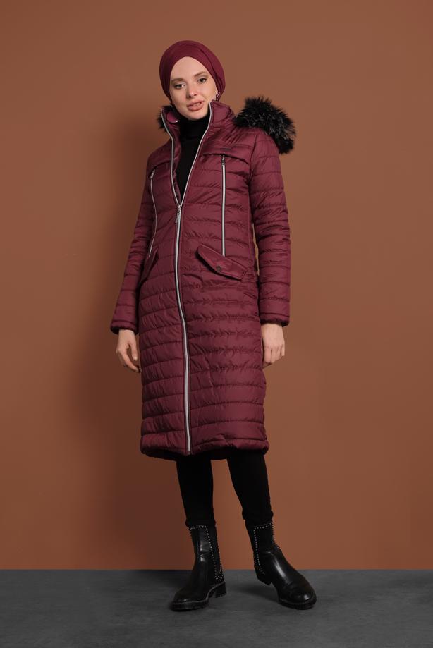 Vêtements hijab  ZIPPED HOODED PUFFER COAT 1106 - TRENDTESETTÜR