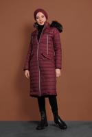 Vêtements hijab ROUGE BORDEAUX CABAN EN BOUFFANT AVEC FERMETURE ÉCLAIR ET CAPCUHE 1106