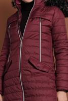 Vêtements hijab ROUGE BORDEAUX CABAN EN BOUFFANT AVEC FERMETURE ÉCLAIR ET CAPCUHE 1106