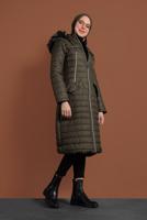 Vêtements hijab KAKI CABAN EN BOUFFANT AVEC FERMETURE ÉCLAIR ET CAPCUHE 1106