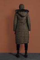 Vêtements hijab KAKI CABAN EN BOUFFANT AVEC FERMETURE ÉCLAIR ET CAPCUHE 1106