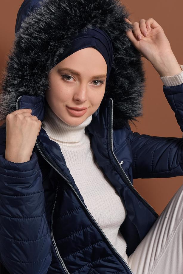 Vêtements hijab  ZIPPED HOODED PUFFER COAT 1106 - TRENDTESETTÜR