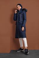 Vêtements hijab BLEU MARINE CABAN EN BOUFFANT AVEC FERMETURE ÉCLAIR ET CAPCUHE 1106