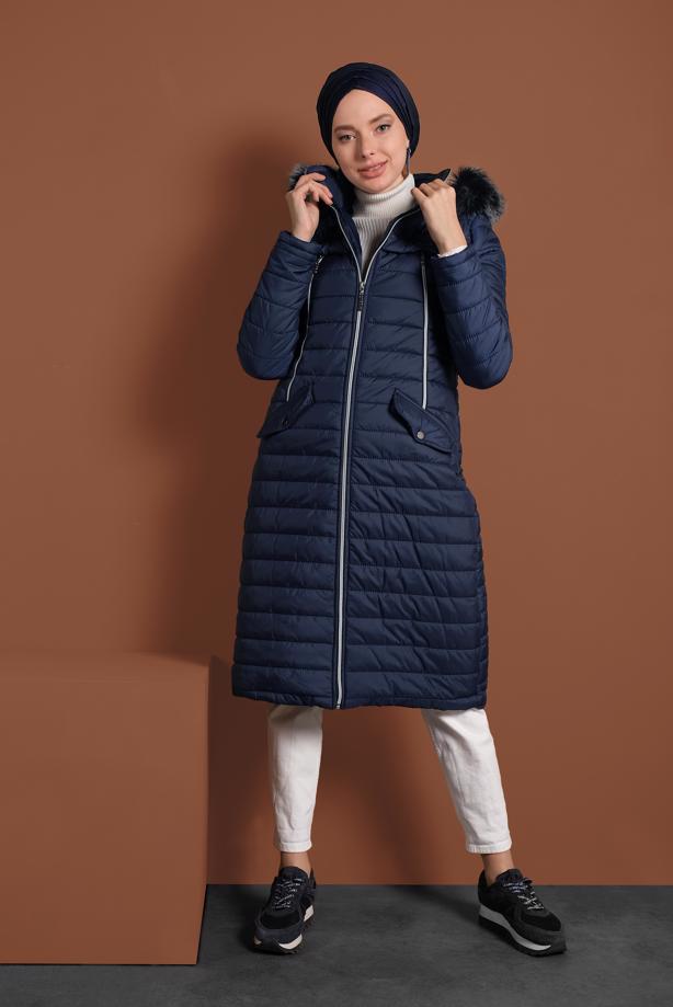 Vêtements hijab  ZIPPED HOODED PUFFER COAT 1106 - TRENDTESETTÜR