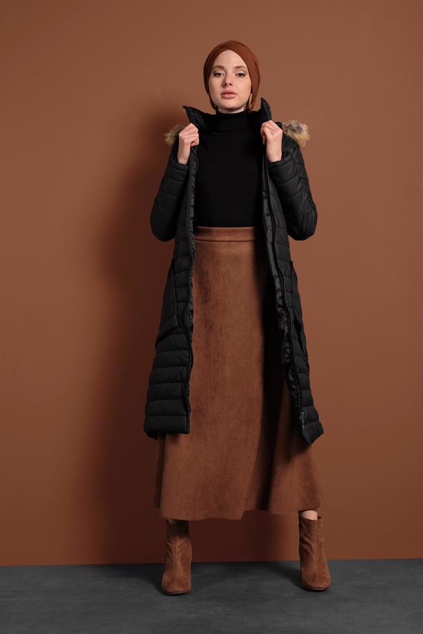 Vêtements hijab  POCKET DETAILED HOODED PUFFER COAT 1206  - TRENDTESETTÜR