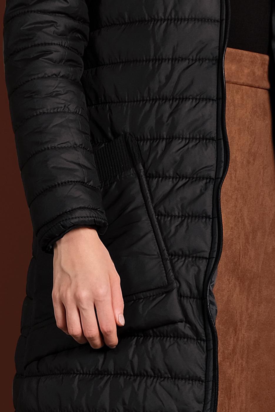 Vêtements hijab NOIR MANTEAU À BOUFFANT AVEC POCHE LARGE 1206 