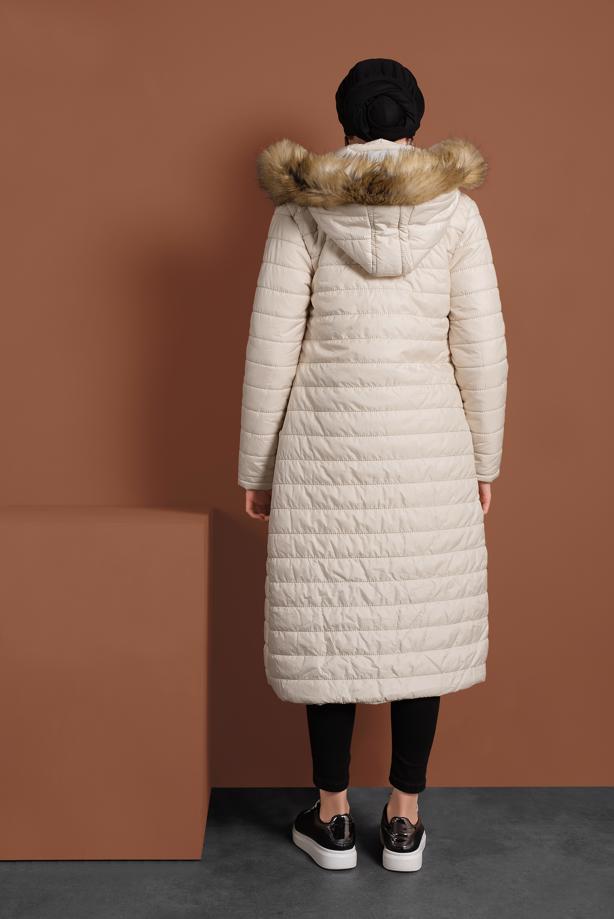 Vêtements hijab  POCKET DETAILED HOODED PUFFER COAT 1206  - TRENDTESETTÜR