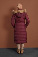 Vêtements hijab ROUGE BORDEAUX MANTEAU À BOUFFANT AVEC POCHE LARGE 1206 