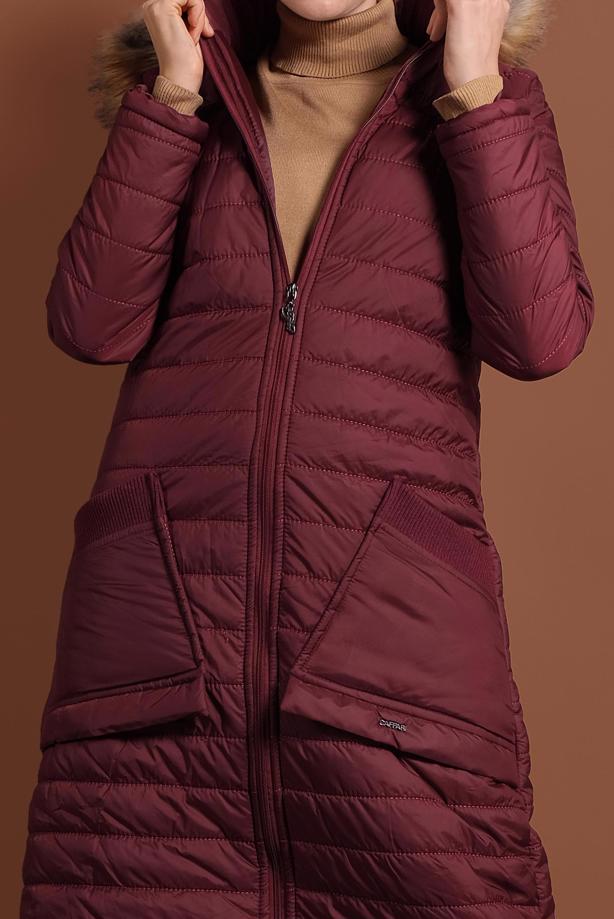 Vêtements hijab  POCKET DETAILED HOODED PUFFER COAT 1206  - TRENDTESETTÜR