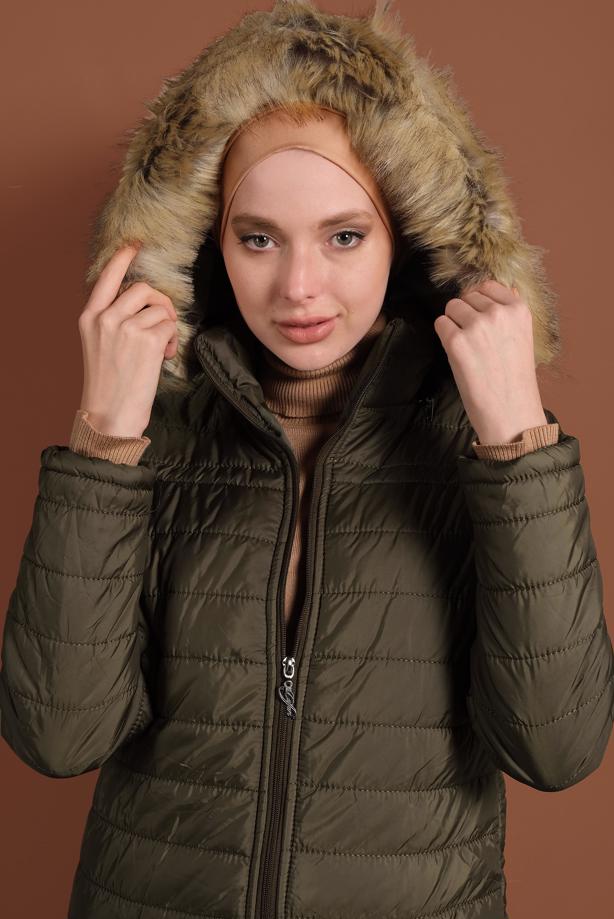 Vêtements hijab  POCKET DETAILED HOODED PUFFER COAT 1206  - TRENDTESETTÜR