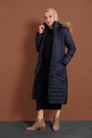 Vêtements hijab BLEU MARINE MANTEAU À BOUFFANT AVEC POCHE LARGE 1206 