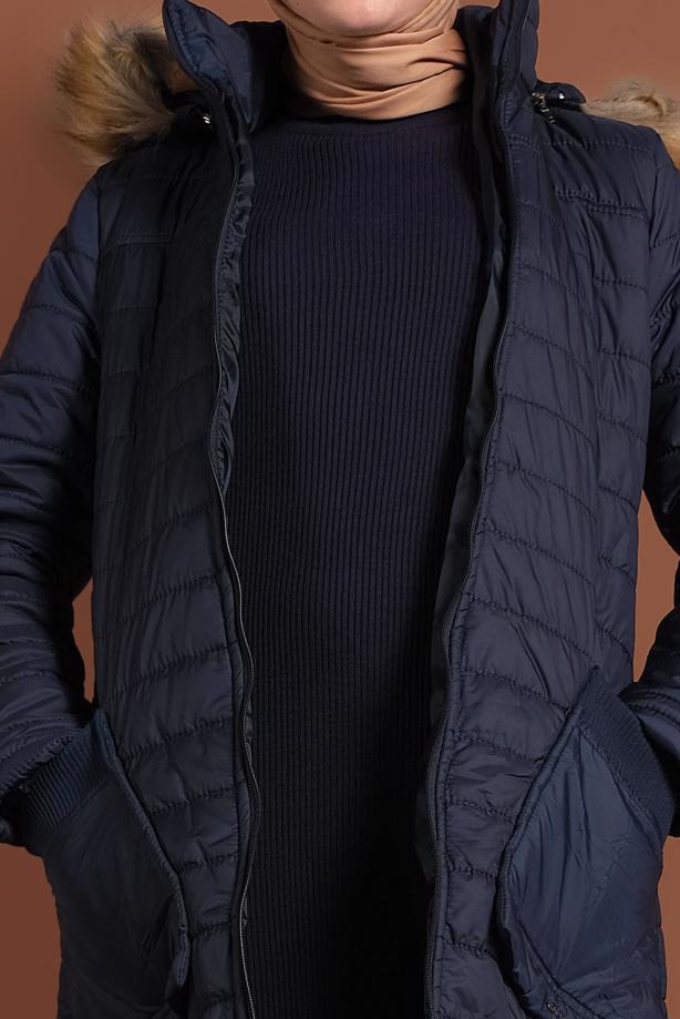Vêtements hijab  POCKET DETAILED HOODED PUFFER COAT 1206  - TRENDTESETTÜR