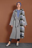 Vêtements hijab GRIS MANTEAU EN COTON À VOLUME 1620 