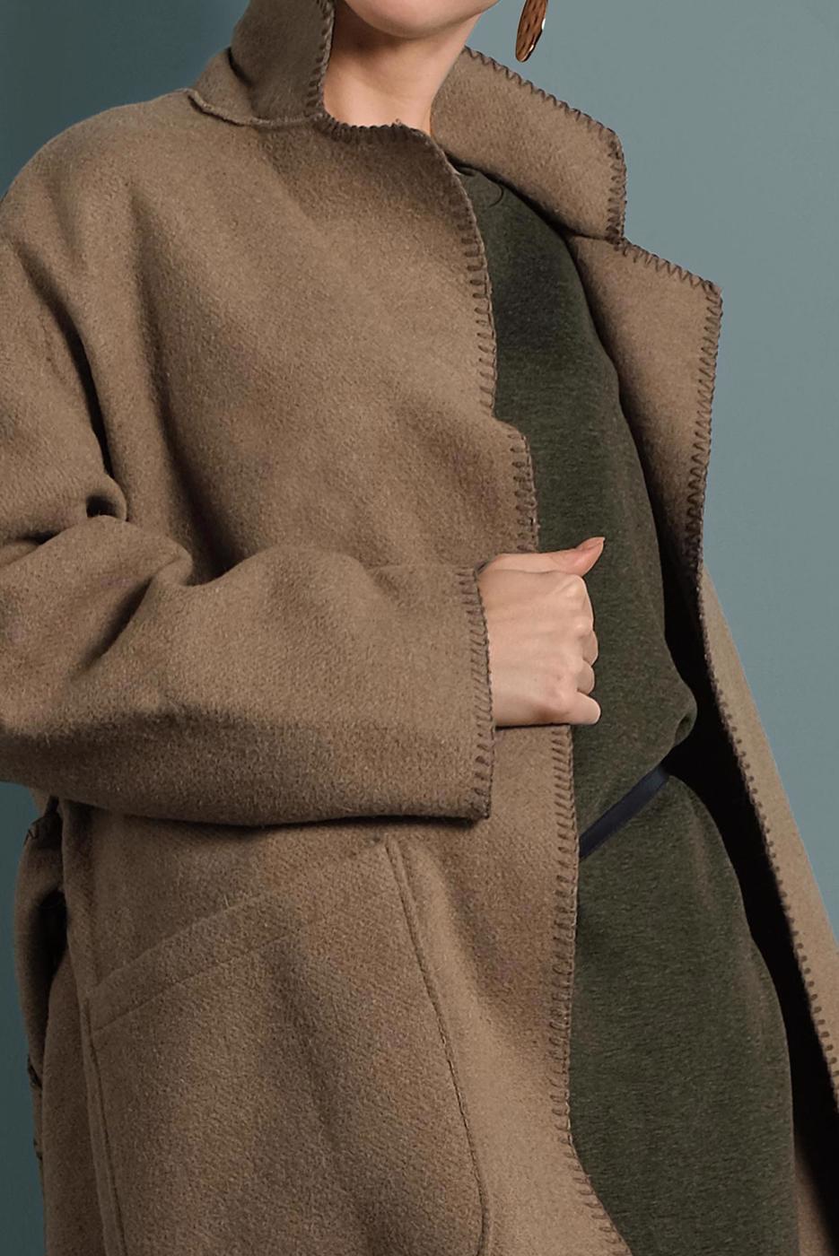 Vêtements hijab BRUN MANTEAU EN COTON À VOLUME 1620 