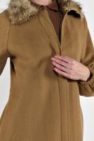 Tesettür giyim TURUNCU YAKASI KÜRK DETAYLI FERMUARLI KAŞE KABAN 1705 