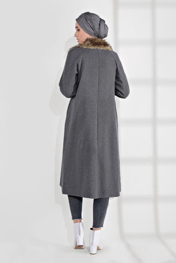 Vêtements hijab  FUR COLLAR ZIPPED WALKER COAT 1705 - TRENDTESETTÜR