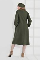 Tesettür giyim HAKİ YAKASI KÜRK DETAYLI FERMUARLI KAŞE KABAN 1705 