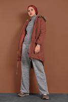 Hijab clothing BROWN HOODED COTTON COAT 2001 