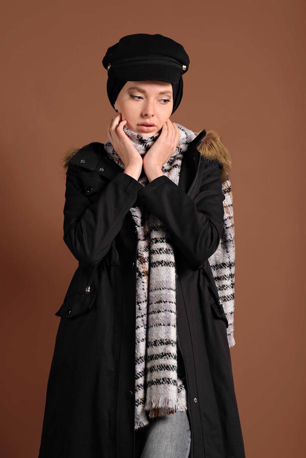 Vêtements hijab  SMOCKED-WAIST FUR-LINED COAT 2080  - TRENDTESETTÜR