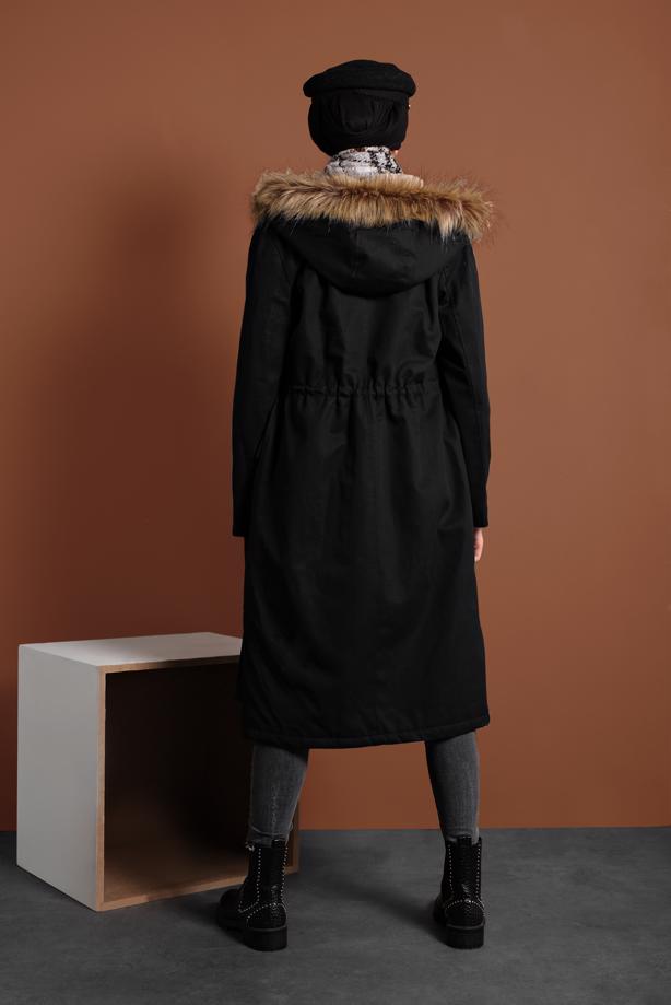 Vêtements hijab  SMOCKED-WAIST FUR-LINED COAT 2080  - TRENDTESETTÜR