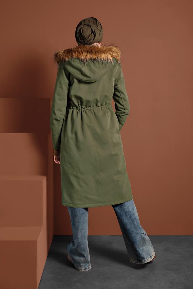 Vêtements hijab  SMOCKED-WAIST FUR-LINED COAT 2080  - TRENDTESETTÜR