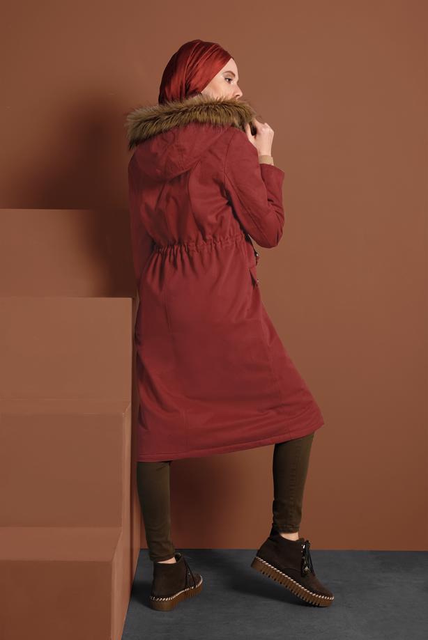 Vêtements hijab  SMOCKED-WAIST FUR-LINED COAT 2080  - TRENDTESETTÜR