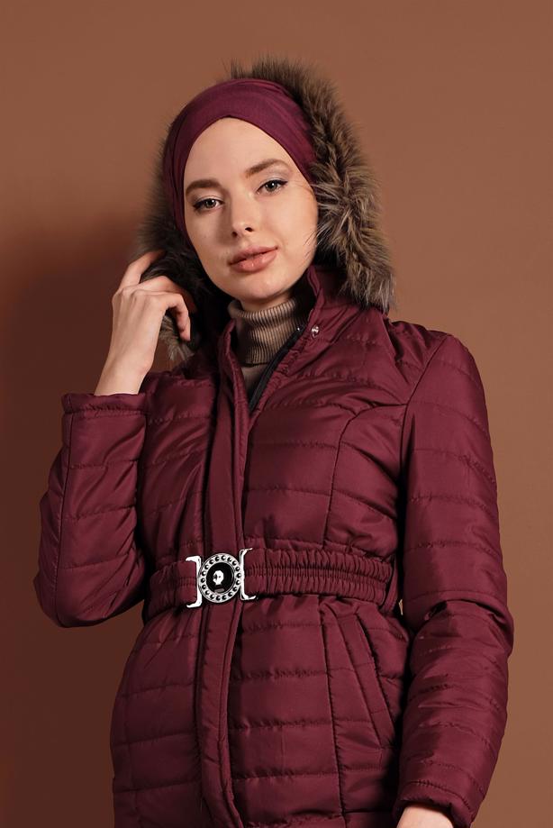 Vêtements hijab  FAUX-FUR-TRIM HOODED PUFFY COAT 3006  - TRENDTESETTÜR
