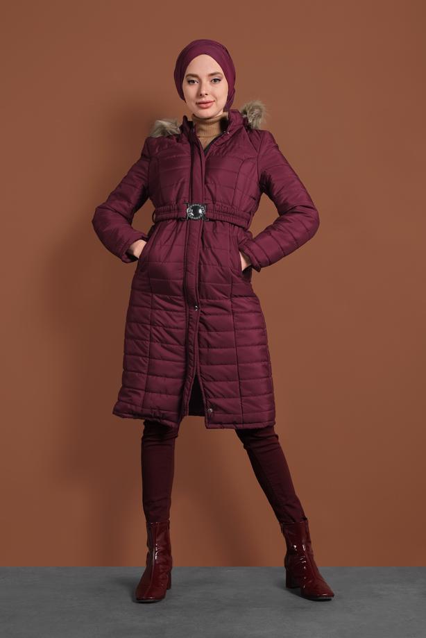 Vêtements hijab  FAUX-FUR-TRIM HOODED PUFFY COAT 3006  - TRENDTESETTÜR