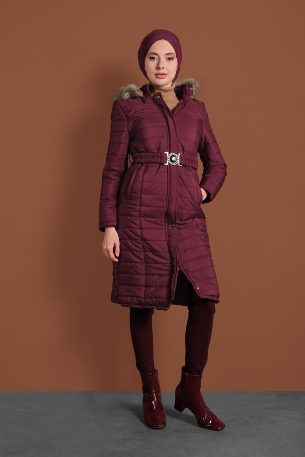 Vêtements hijab  FAUX-FUR-TRIM HOODED PUFFY COAT 3006  - TRENDTESETTÜR