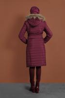 Vêtements hijab FUCHSIA MANTEAU DE FOURRURE AVEC CAPUCHE 3006 