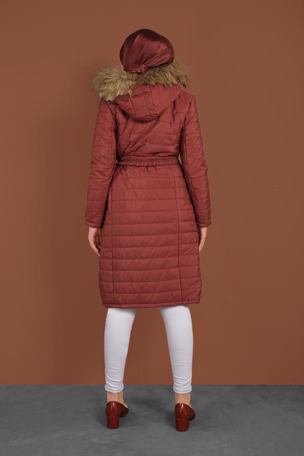 Tesettür giyim  KAPÜŞONLU ŞİŞME KABAN 3006 - TRENDTESETTÜR