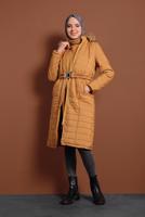 Vêtements hijab JAUNE MANTEAU DE FOURRURE AVEC CAPUCHE 3006 