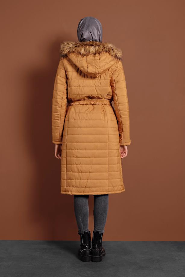 Vêtements hijab  FAUX-FUR-TRIM HOODED PUFFY COAT 3006  - TRENDTESETTÜR