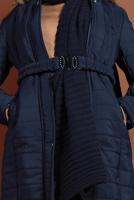 Hijab clothing NAVY BLUE FAUX-FUR-TRIM HOODED PUFFY COAT 3006