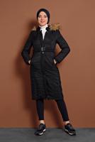 Hijab clothing BLACK ZIPPED PUFFER COAT 3008 