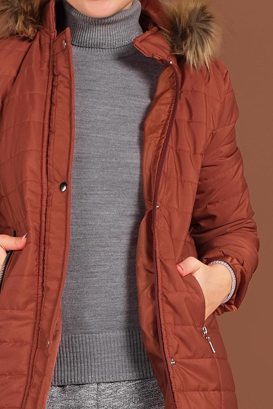 Vêtements hijab BRUN CABAN REMBOURRÉ À CAPUCHE 3030